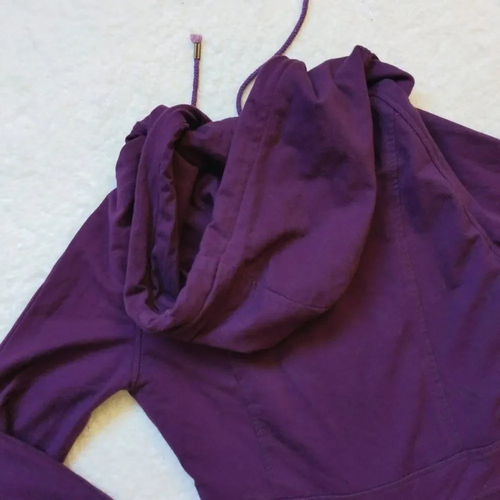 Sanctuary Jacket Hooded Jacket Snap Front Purple Ruching Size Medium